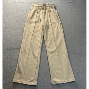 Free Haven Wide Leg Lounge Pants Womens Small Cream Drawstring Stretch Pull On
